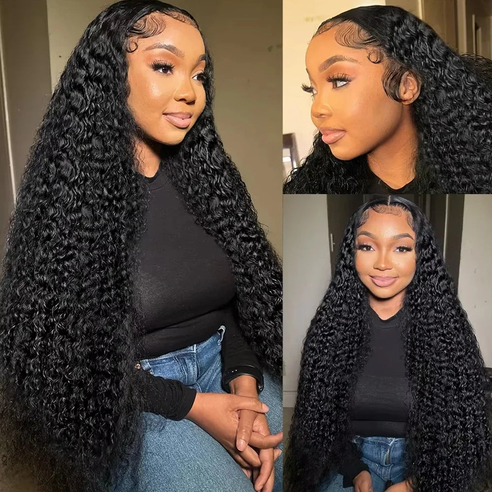 40 42 Inch HD 13x6 Jerry Curly Wave Lace Frontal Wigs Brazilian 13x4 Curly Wave Lace Front Human Hair Wigs For Women 250 Density
