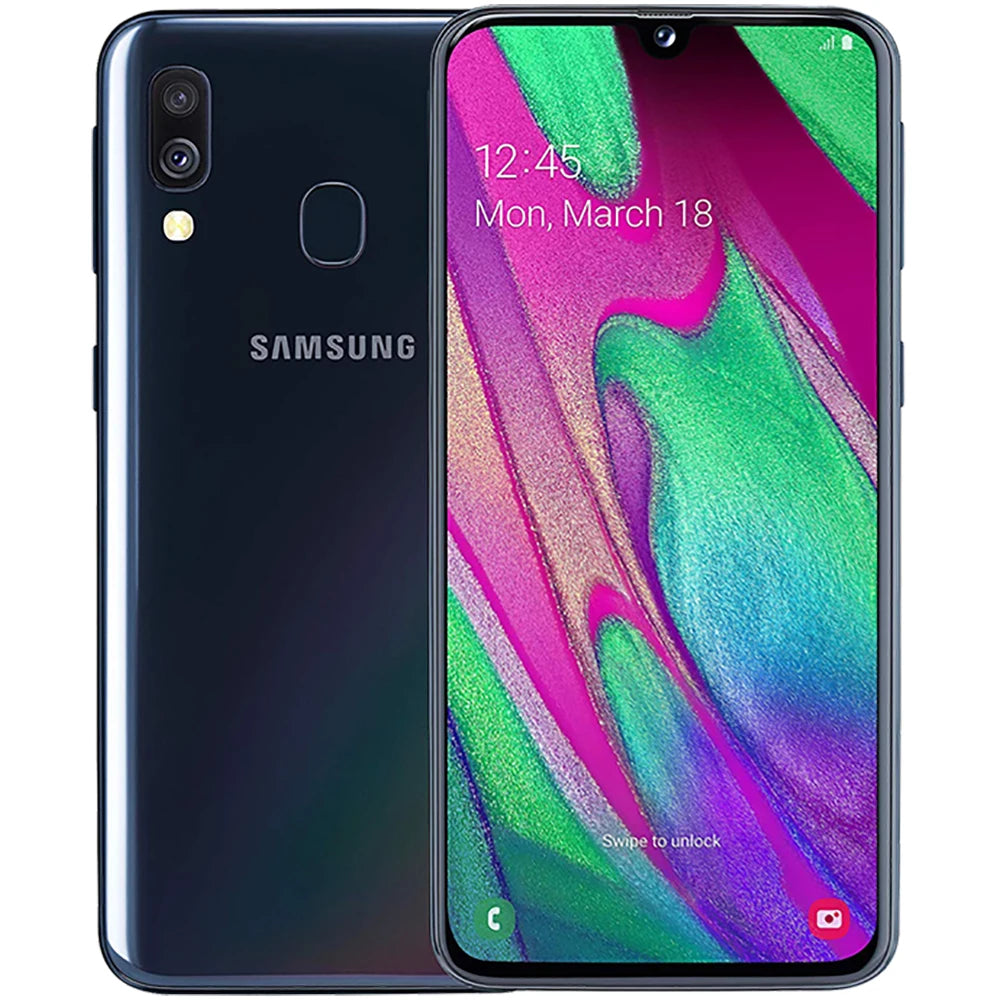 Refurbished Samsung Galaxy A40 Smart Android Phone Global Edition 2SIM 5.9-inch AMOLED 25MP Samsung Smartphone 3100mAh 15WUnlock