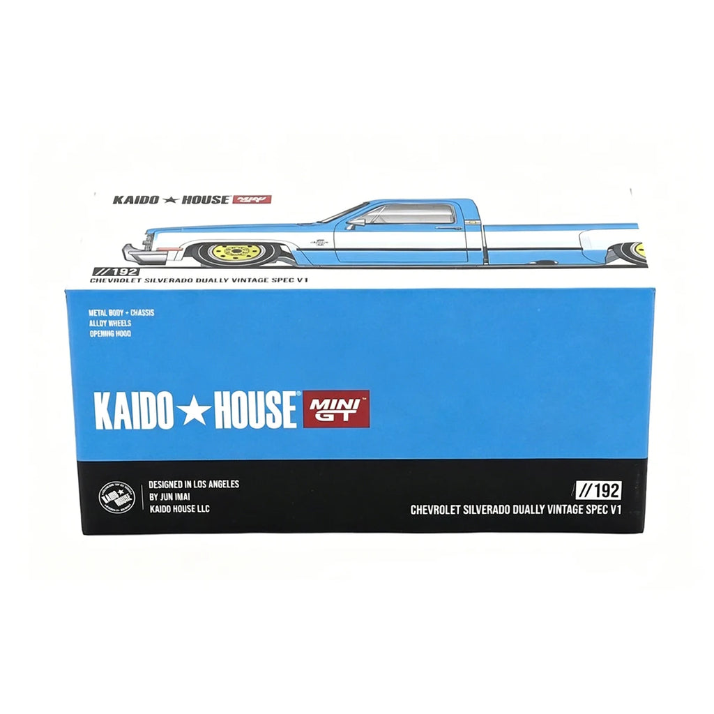 In Stock Ready To Ship Kaido House 1:64 Chevrolet Silverado Dually Vintage Spec V1 Open Hood Lowrider Diecast Car Model