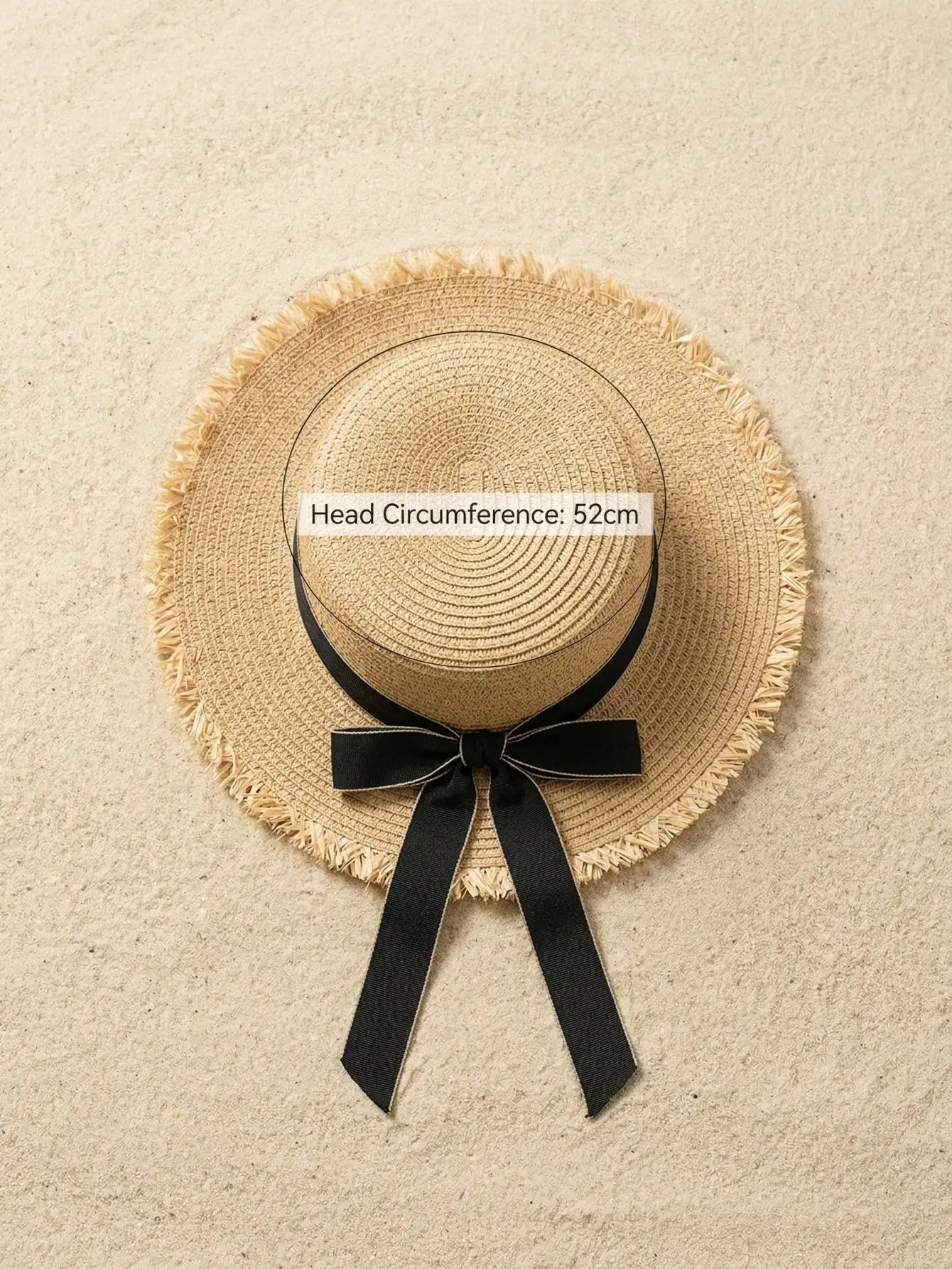 1Pc 3-8Y Girls Coffee Broken Brim Straw Hat Flat Top With Black Ribbon Lightweight Breathable Summer Sun Hat