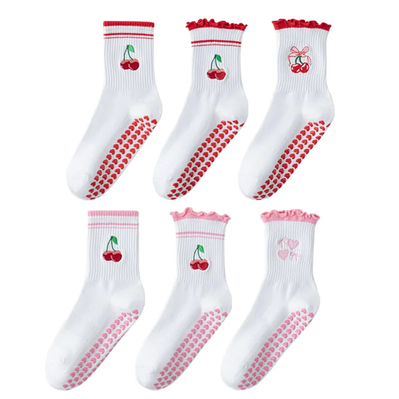 1 pairs Cross-Border Professional Yoga Socks,  Cotton Strapping Silicone Anti-Slip Pilates Fitness Dance Floor Socks