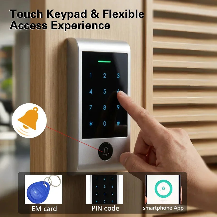 Advanced WIFI Remote Control Touch Keypad Access System with Door Bell Button Waterproof Compatible with Tuya for Home Security