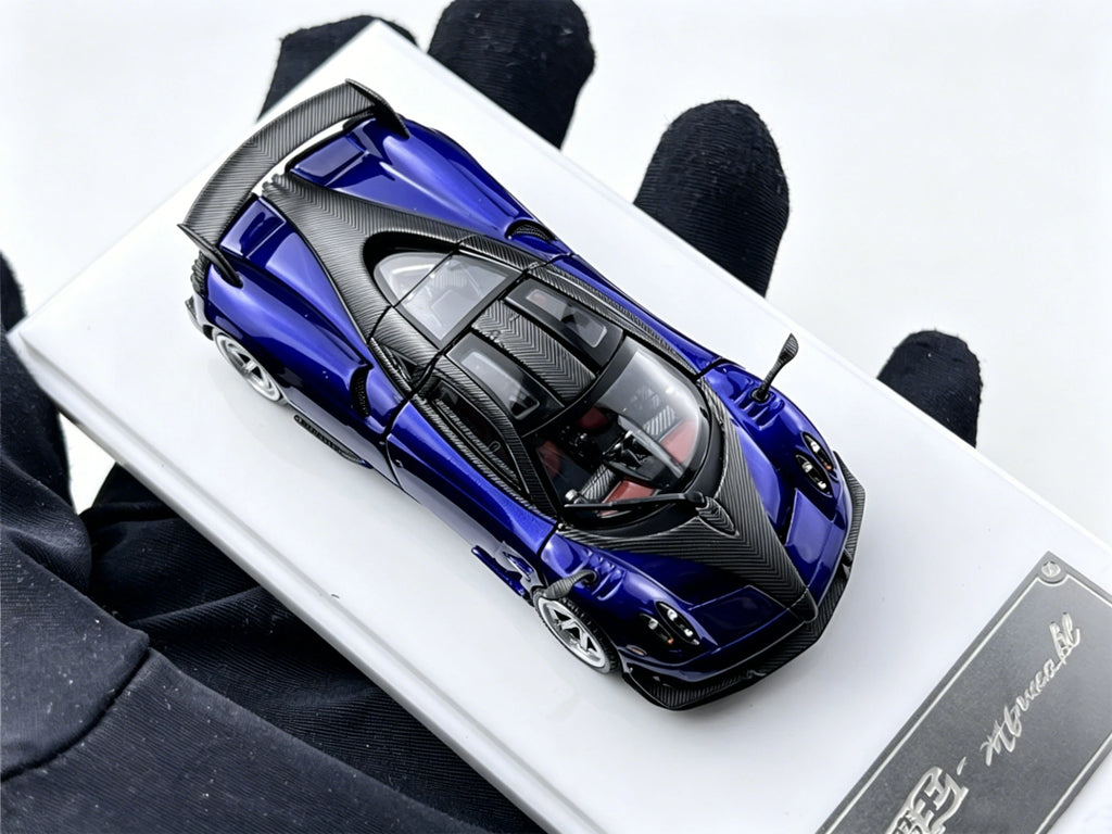 Demon King Auto 1:64 Pagani Huayra BC Blue Carbon Diecast Car Model In Stock Ready To Ship