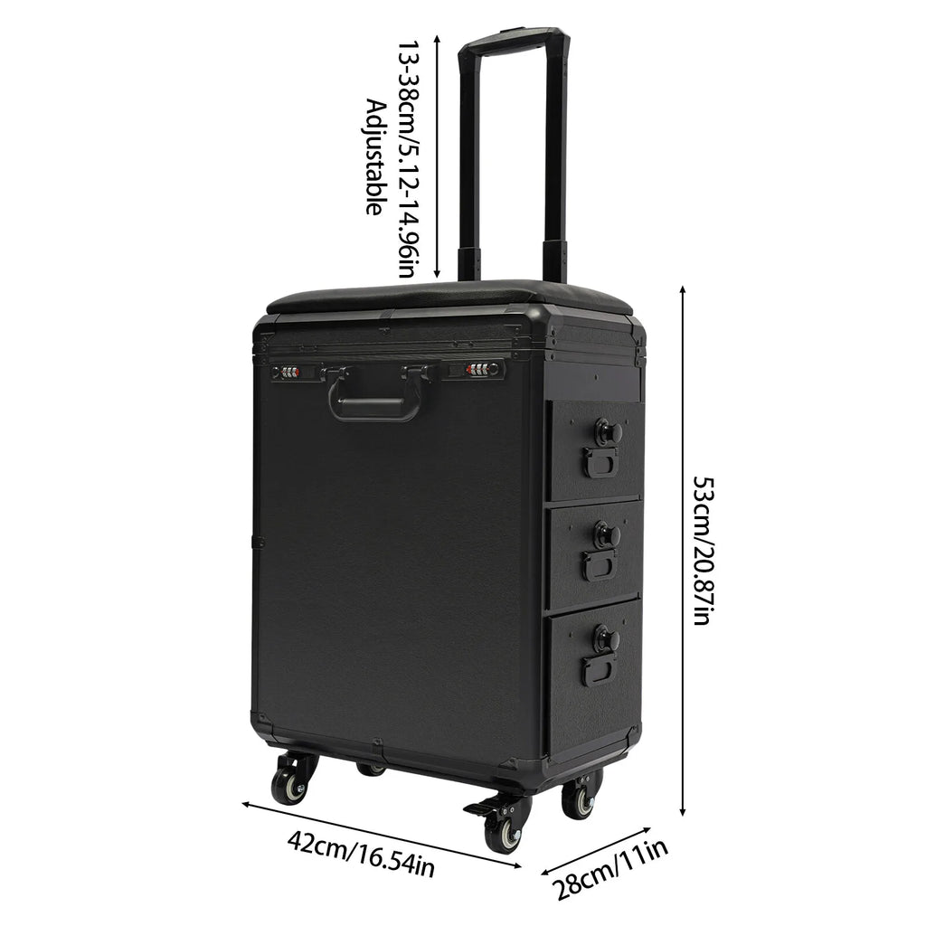 Rolling Makeup Case with Combination Lock Makeup Case 20kg Load with 4 Universal Wheels