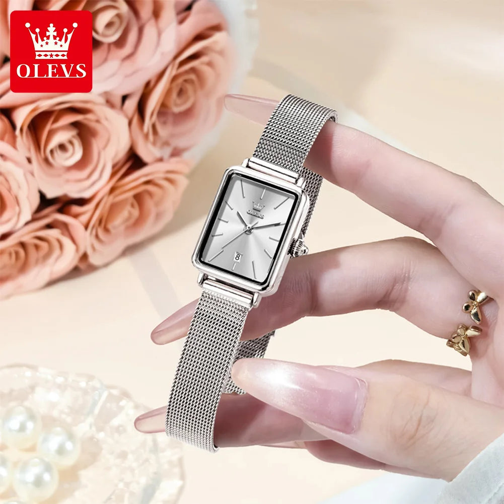 OLEVS 3692 Quartz Wristwatch Gifts Fashion Vintage Square Ultra Thin Ladies Watches Waterproof Stainless Steel Women's Watches