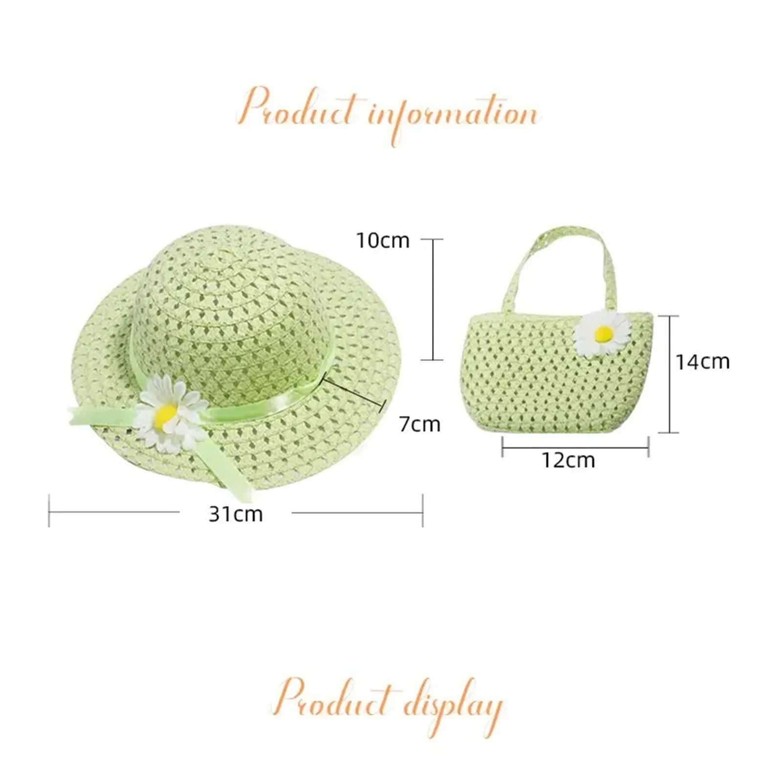 Fashionable Girl's Straw Hat Kids Sun-Protective Princess Hat Children Summer Sunscreen Hat With Portable Storage Bag
