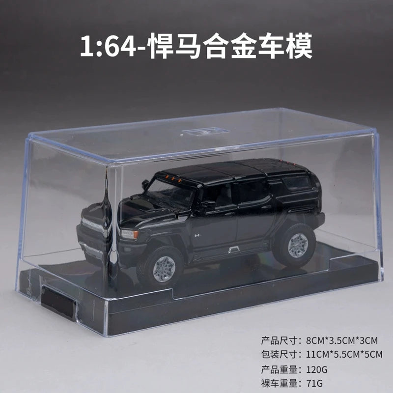 1: 64 simulation Hummer off-road vehicle alloy model office desktop decoration gift car ornament engine hood can be opened