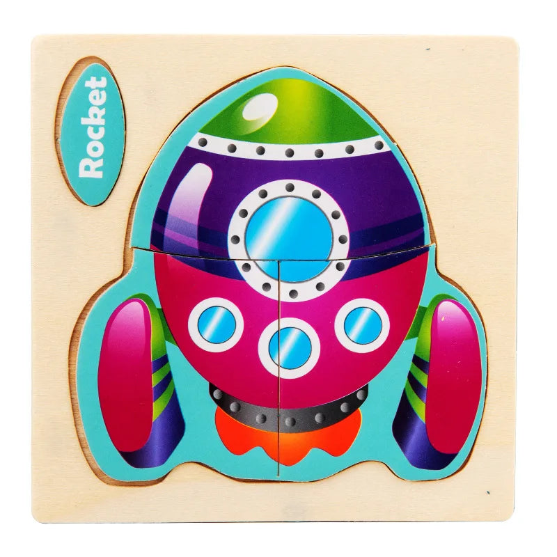 Wooden Toy 3D Jigsaw Puzzle Small Size Cartoon Animal Puzzle Board Kids Early Learning Educational Toys for Children Gifts