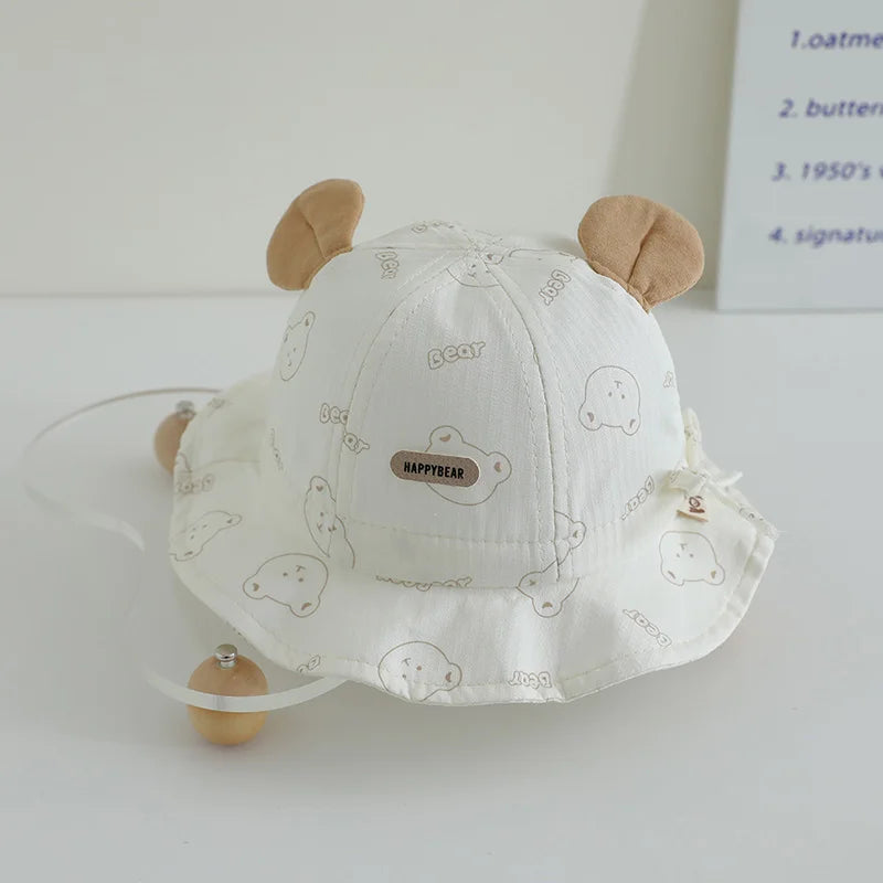 Cartoon Baby Fisherman Hat Cute Children Sunshade Basin Cap 3-12Month Infants Bowl Caps Soft Cotton Toddler Sunscreen Visors