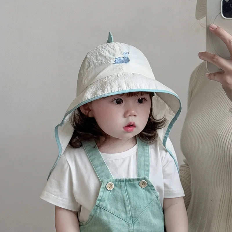 UV Block cap Baby’s summer hats beach accessories Boy Girls Sunshade Large brim Sunshade Shawl Breathable hat for sun protection