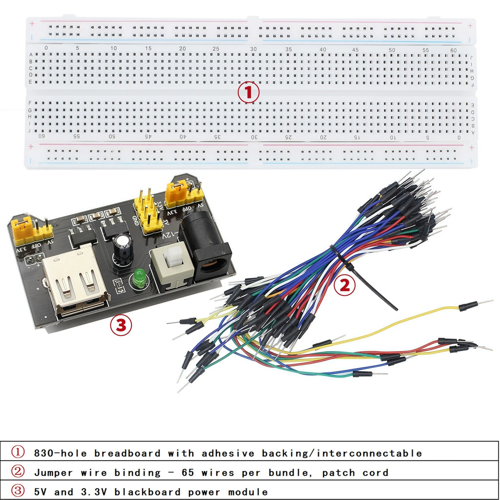400 830-hole Breadboard MB-102 PCB Circuit Board Experiment Board Soldering Experiment Kit DIY Suitable for Arduino Power Module