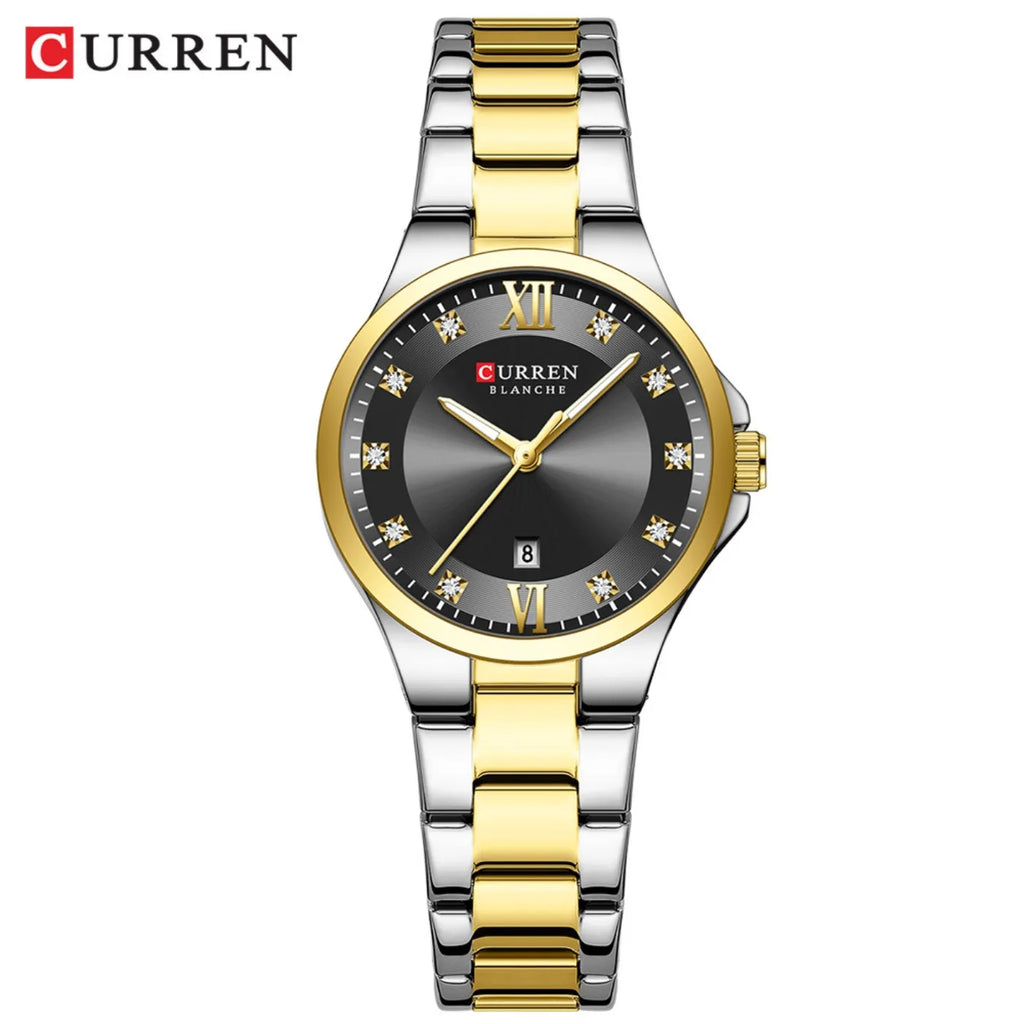 CURREN Women's Luxury Brand Watches Simple Quartz Auto Date Wristwatch Female Waterproof Clock Luminous Hands 9107