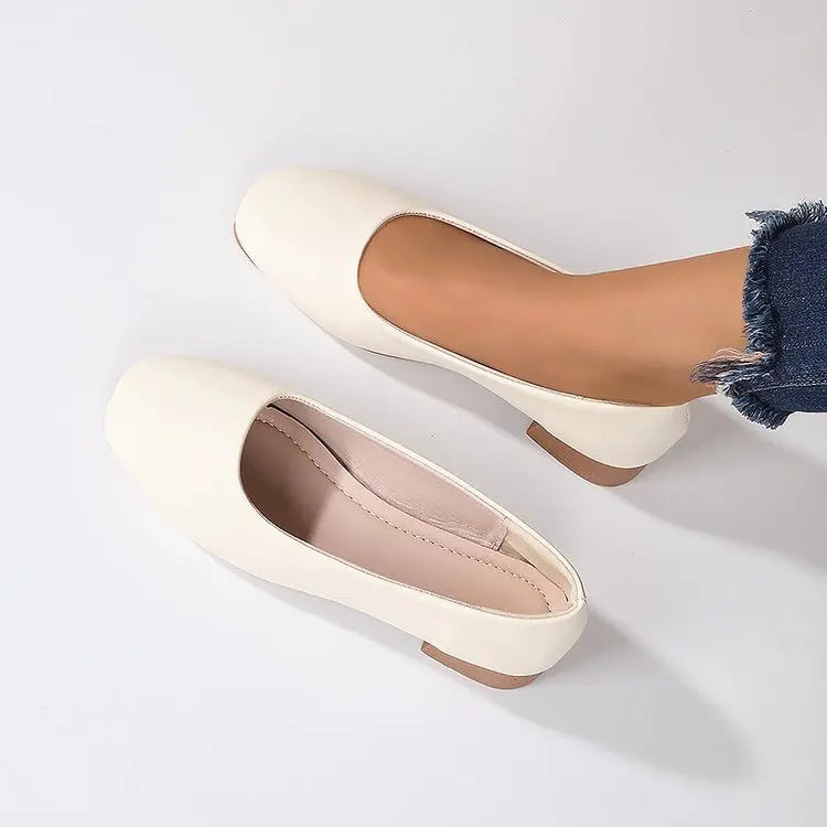Soft Leather Round Toe Slip-On Shoes 2026 Spring Casual Office Footwear