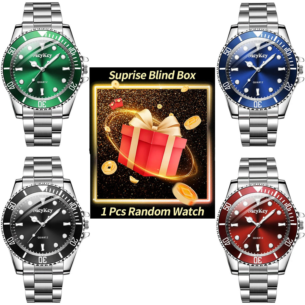 1PC Surprise Mystery Watch Blind Box-Luxury Large Dial Men Business Watches Casual Clock Sports Quartz Wristwatch（Without Box）