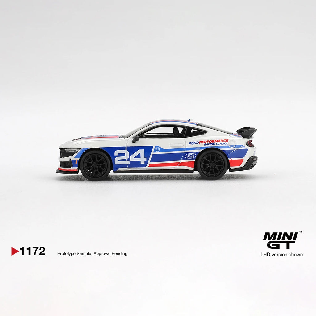 Ford Mustang MGT01172 in Stock 1:64 Dark Horse #24 Ford Performance Racing School Livery LHD Diecast Model Car MINI GT