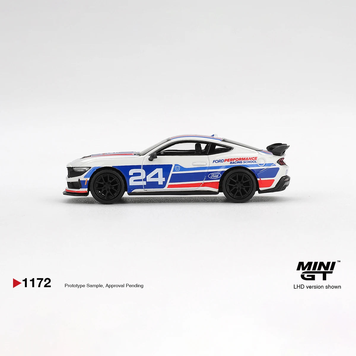 Ford Mustang MGT01172 in Stock 1:64 Dark Horse #24 Ford Performance Racing School Livery LHD Diecast Model Car MINI GT