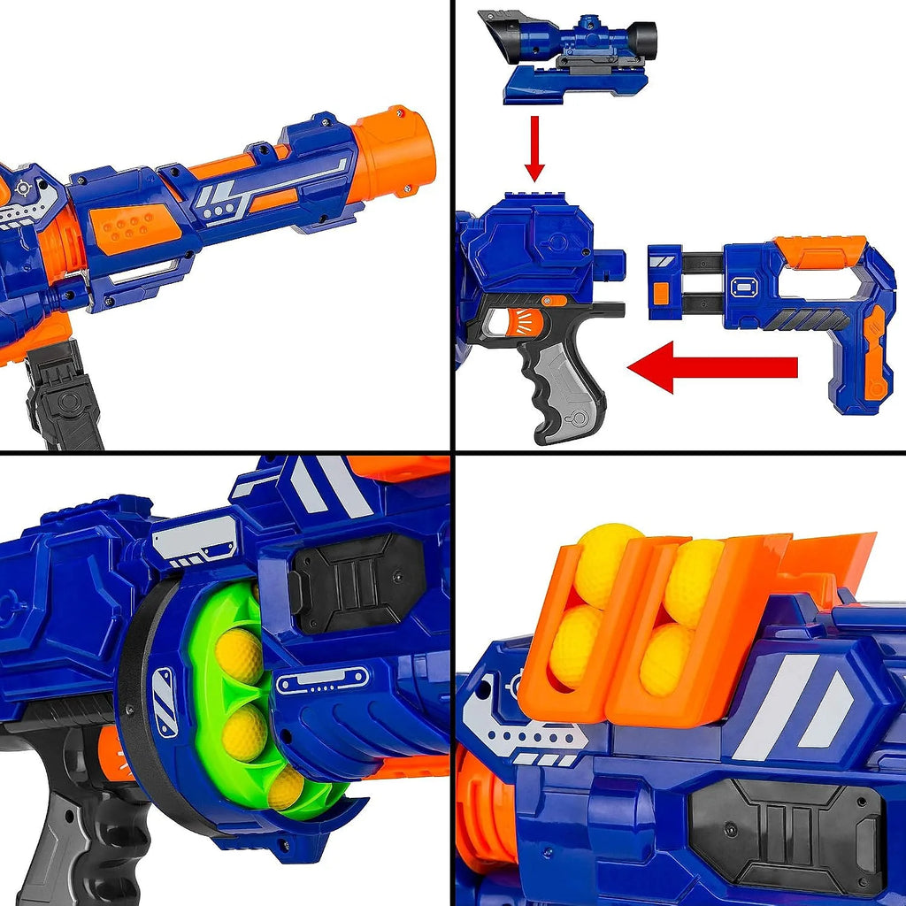 Best Choice Electric Foam Ball Blaster Toy with Barrel Extension, 12 Balls & Foldable Bipod