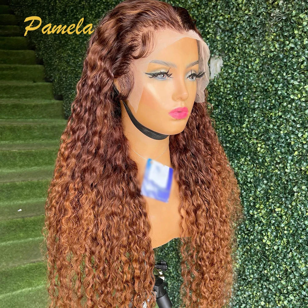 Lagos Hairline Ombre Colored Curly 100% Human Hair Wigs Brazilian Hair 13x6 Transparent Lace Frontal Wigs On Clearance Sale