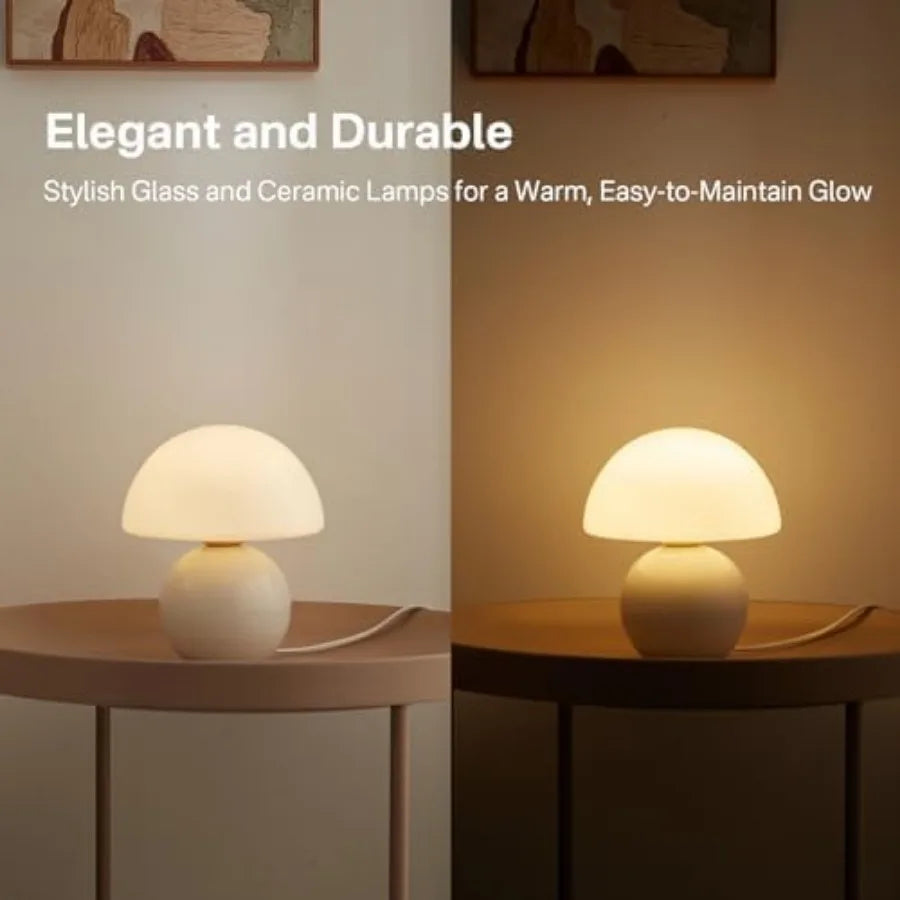 Mushroom Lamp Table Lamp for Bedroom, Desk Bedside Small Lamps for Living Room Night Stands, Mushroom Decor Cute Mini Modern Mi