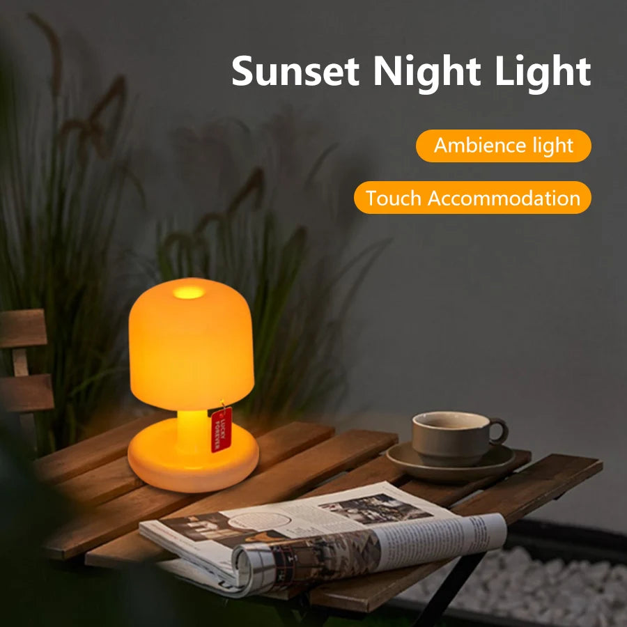 Sunset Lamp Mini Touch Night Light USB C Rechargeable Dimmable Warm Desk Lamp Portable Ambience Mood Light for Bedroom