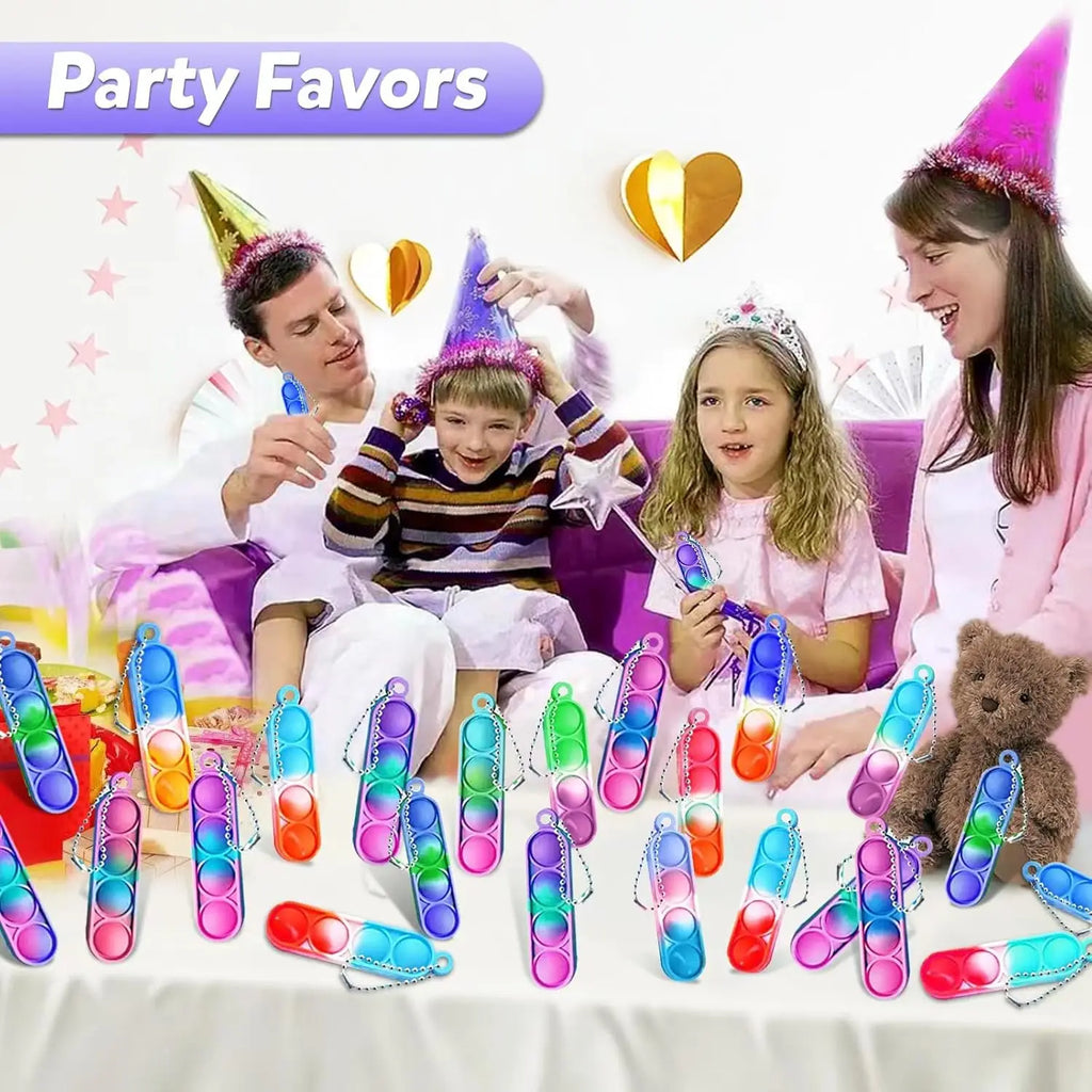 10/20/30/80/150 Pcs Bulk Mini Pop Fidget Toys Kids Sensory Keychain Party Favors Toddler Birthday Carnival Bag