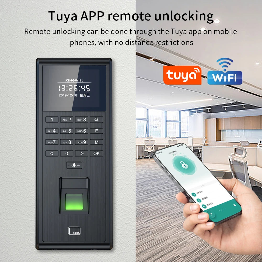 Tuya Smart Biometric Fingerprint Recognition Time Attendance System 1000 User WIFI WG26 Access Control Reader App Remote Control