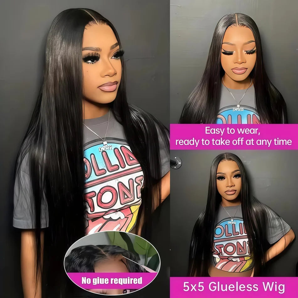 30 Inch Straight Human Hair Wigs 4x4 5x5 Glueless Bone Straight Lace Front Wigs 13x4 HD Lace Frontal Wigs For Black Women