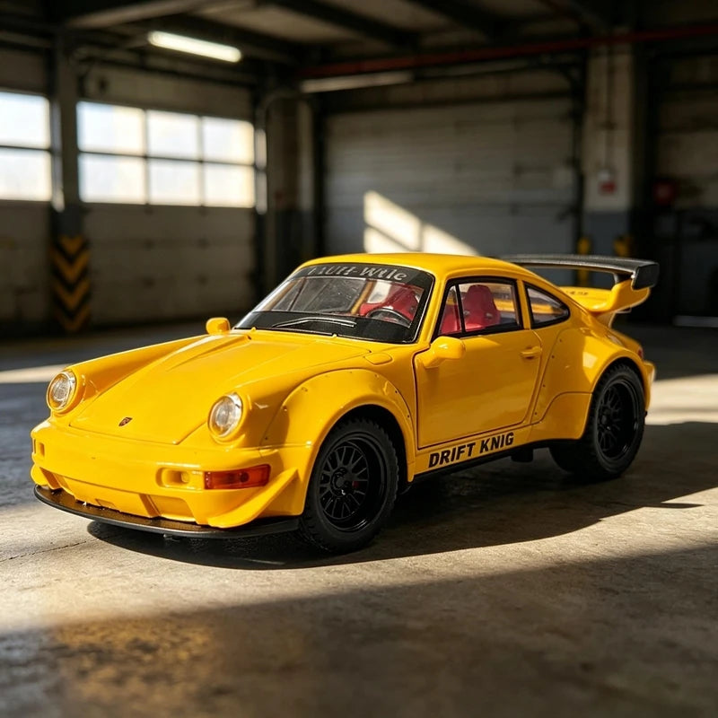 1:32 Simulation Porsche 964 Alloy Car Model Ornament Collection, Doors and Engine Cover, Trunk Can Open Supercar