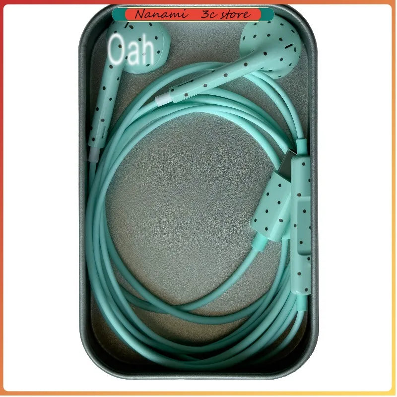 Oah Polka Dot Wired Earphones ABS Material Type-C/Lightning Dynamic Hifi Wired Earphones Digital Audio Headphones Gifts