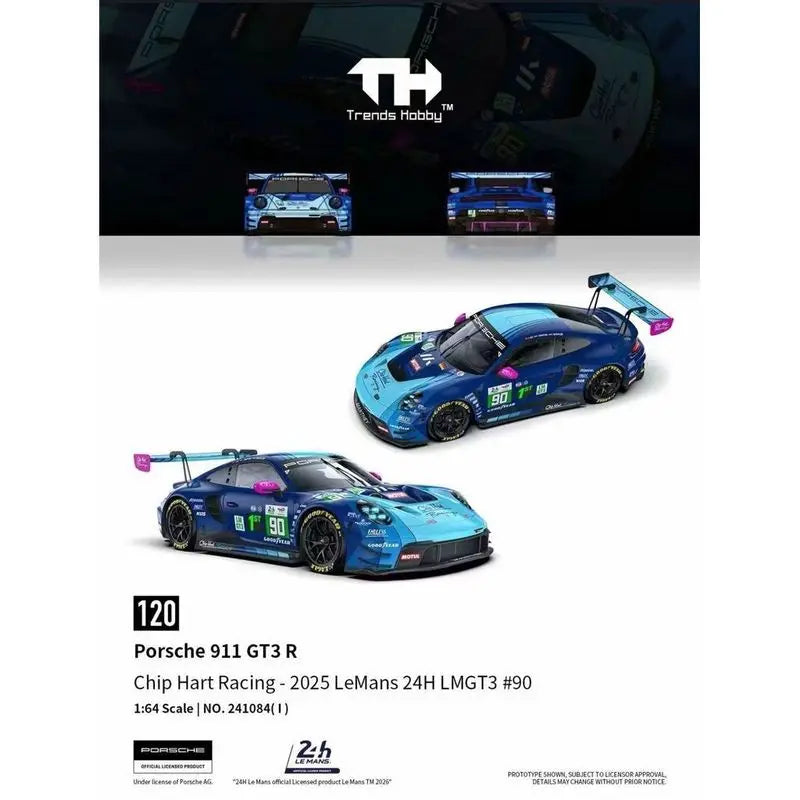 Trends Hobby-TH 1/64 Porsche 911 GT3 R LeMan 24H 2025 Diecast Car Model Alloy Simulation Collection Toy Gift For Boys#peetyeee