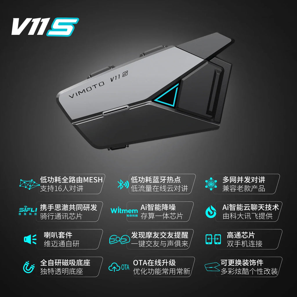 VIMAITONG V10X Helmet Bluetooth Earphones Motorcycle Riding Dedicated Multi-Person Intercom Full Helmet Built-in Headphones
