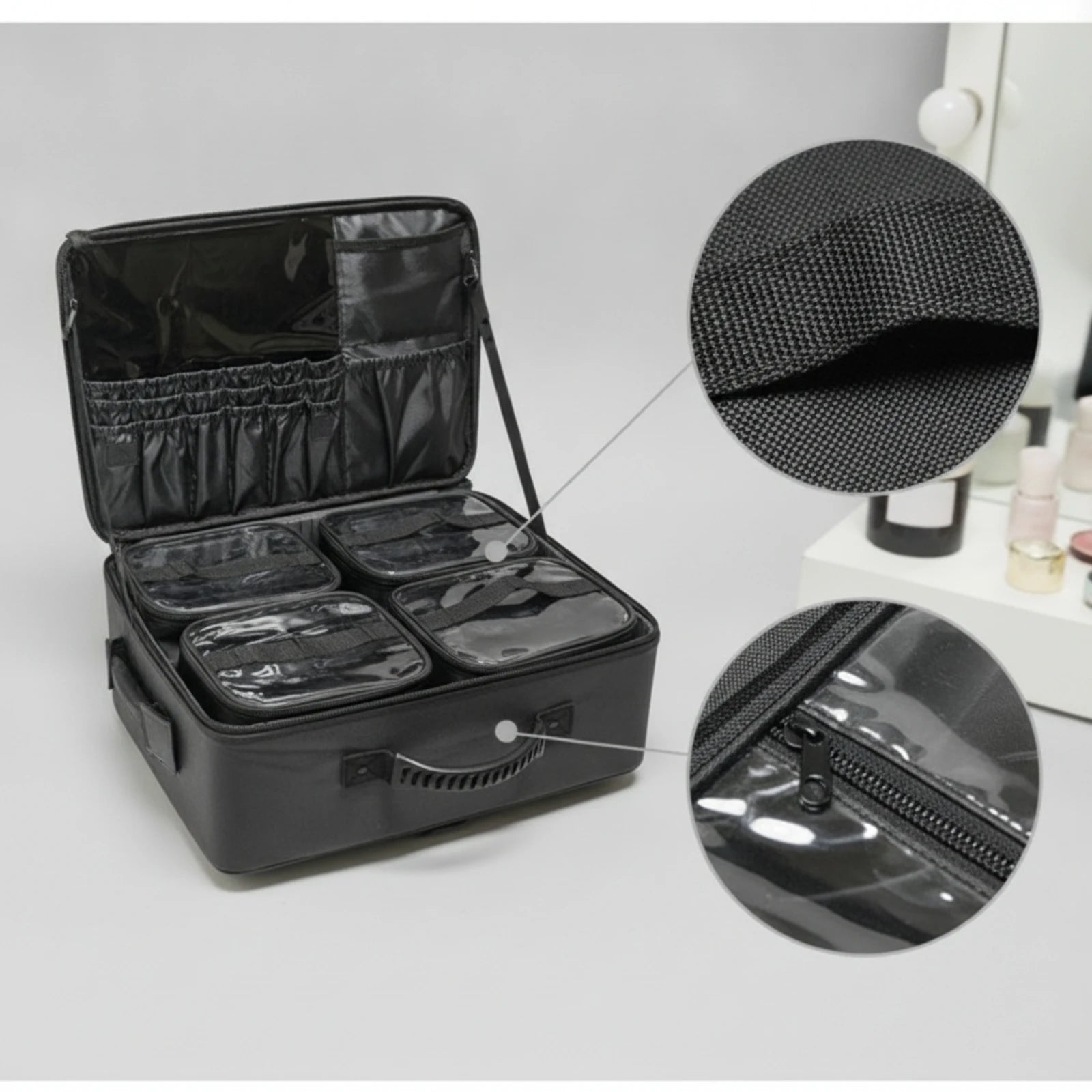 Rolling Makeup Case Hard-Sided Makeup Case with Wheels Cosmetic Trolley with Wheels Retractable Sturdy for Beauticians
