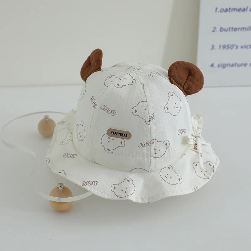 Cartoon Baby Fisherman Hat Cute Children Sunshade Basin Cap 3-12Month Infants Bowl Caps Soft Cotton Toddler Sunscreen Visors