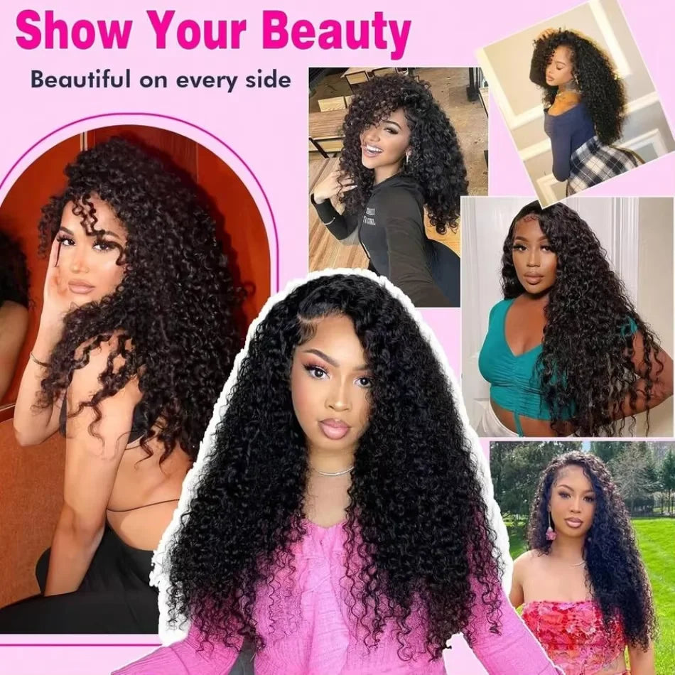 Burmese Curly Human Hair 13x6 13x4 Transparent HD Lace Front Wig 7x6 HD Lace Pre Plucked Wig For Women 40 42 Inches Remy Hair Natural Color Wigs