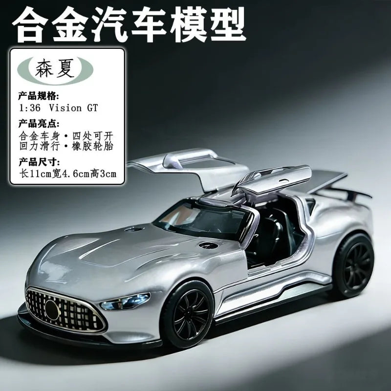 1:36 Scale Mercedes-Benz Vision GT Diecast Alloy Sports Car Model with Openable Parts for Hobbyists and Collection Display