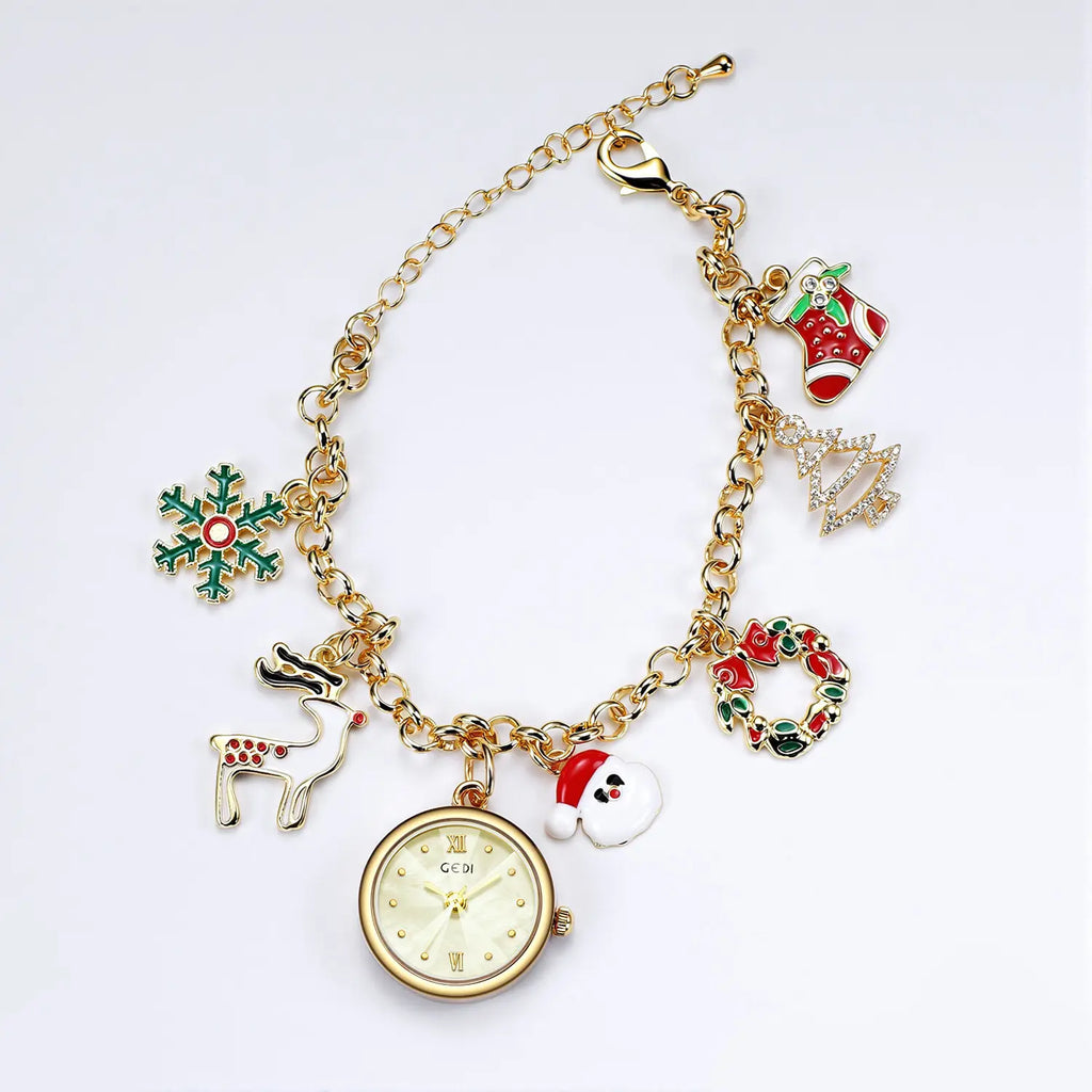 Ladies Watch Christmas Multi-element Pendant Design Quartz Watch Exquisite Niche Bracelet Ladies Holiday Gift