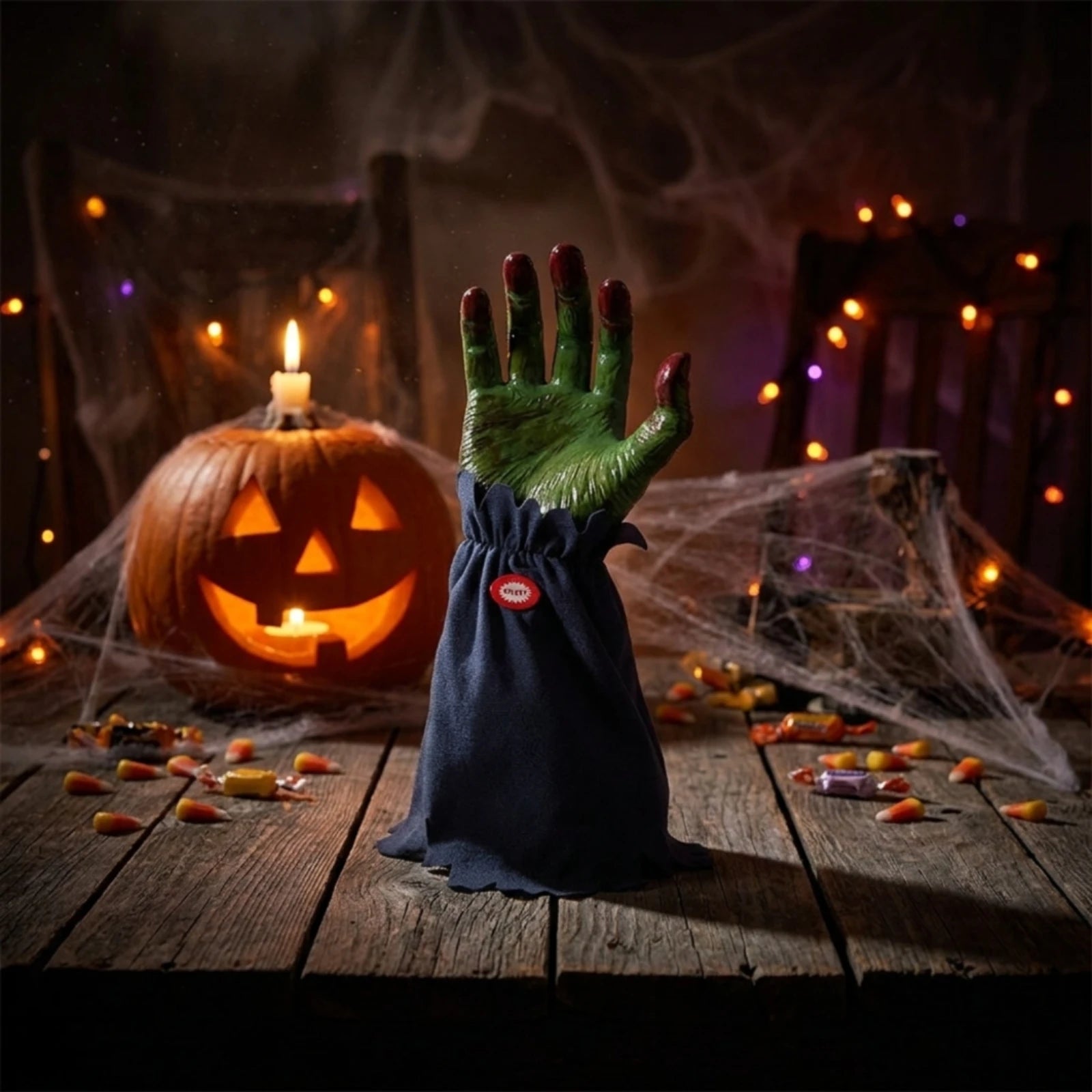 Ghost Hand Decoration Spooky Animated Hand with Cloth Base Animatronic Prop Scary Sturdy for Tabletop Displays