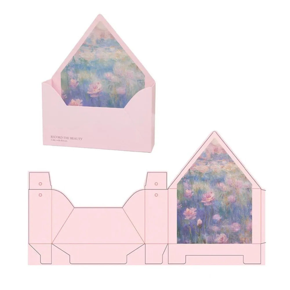 5 Pieces Romantic Flower Gift Box Portable Paper Envelope Floral Box Folding DIY Gift Gift Wrapping Box Mother's Day