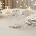 Clear Plastic Candy Box with Ribbon Multipurpose Transparent Candy Box Mini Cube Container Food Grade Small Item Storage