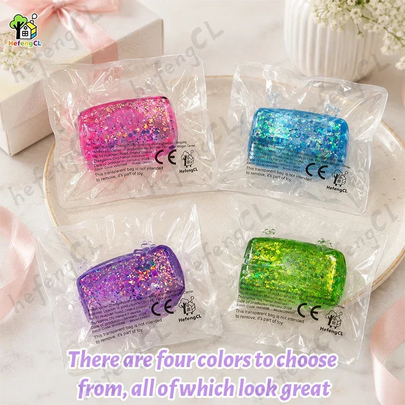 HefengCL Glitter Square Mini Axolotl Fidget Squishy TABA Maltose Sensory Stress Relief Toy Office Classroom Holiday Kids Gift