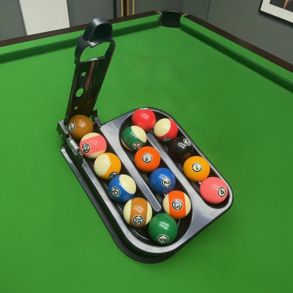 Billiard Rack with Guide Arm Consistent Ball Setup Template Billiard Ball Rack Glossy Tight for Beginners, Solo Practice