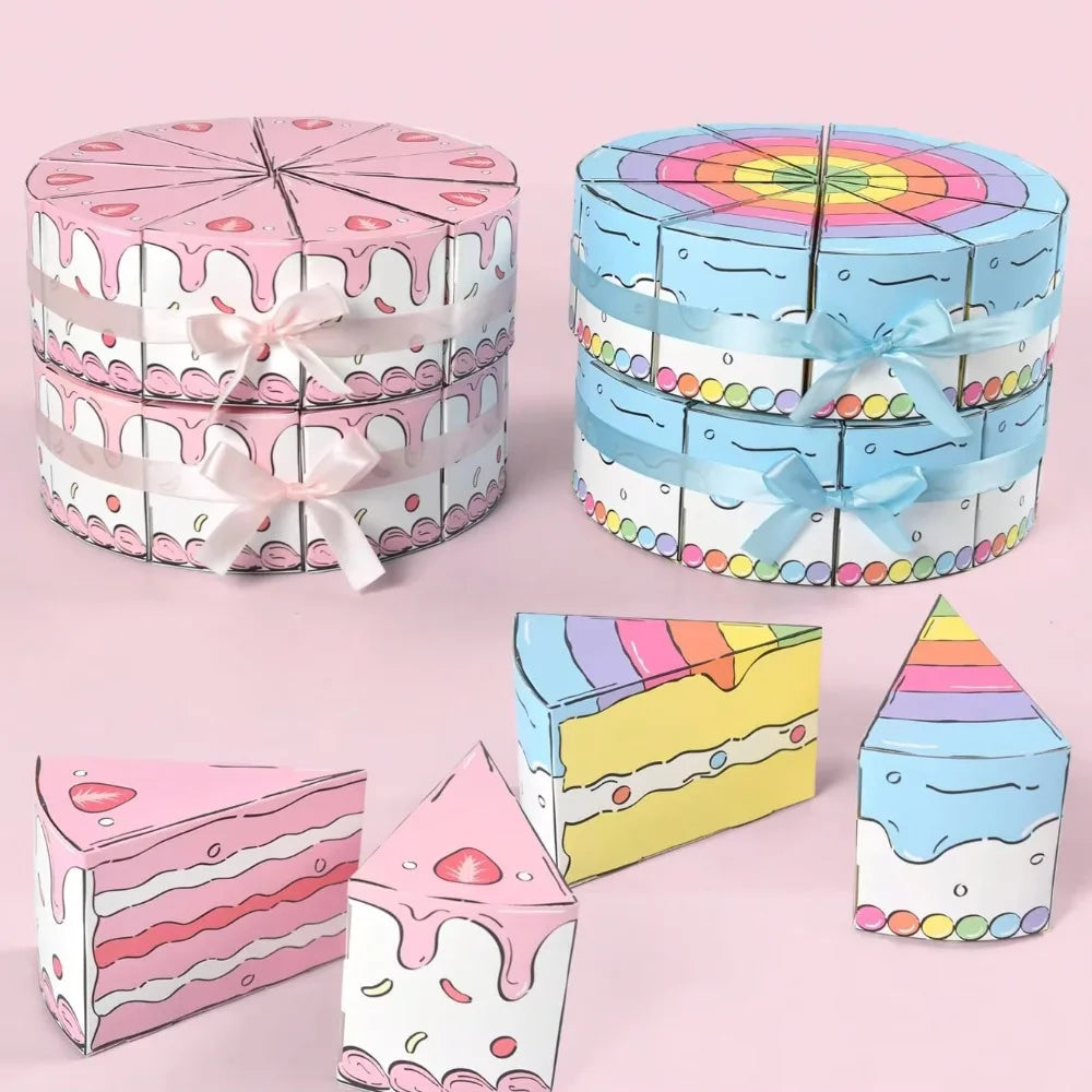 10PCS Eco-friendly Paper Triangular Cake Shaped Gift Box DIY Combination Party Gift Packing Box Cartoon Candy Box Dessert