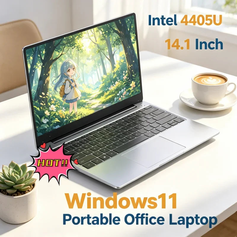 New Ultra Slim 14.1 Portable Laptop Intel 4405U 32GB 2TB Gaming PC 1920*1080 HD Windows 11 Pro Office Study