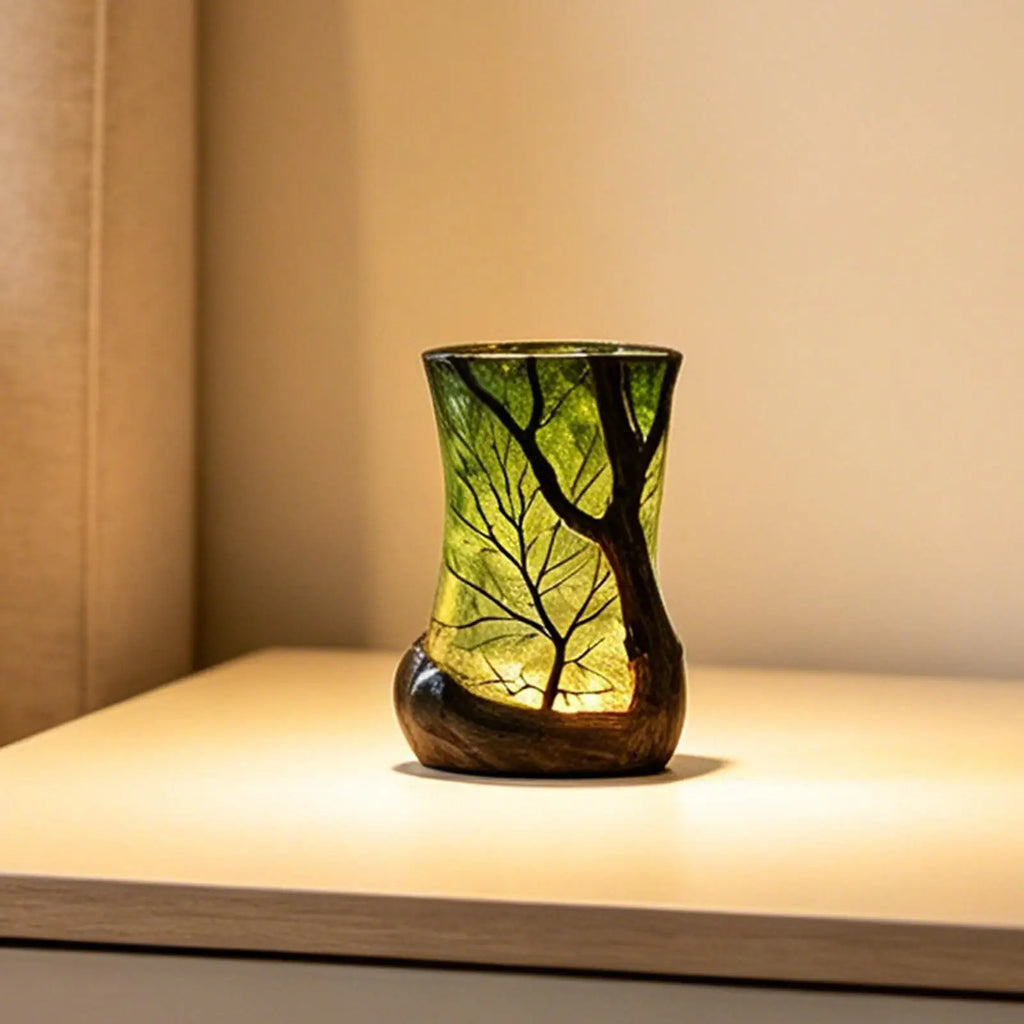 Bedside Table Lamp Forest Nightlight Decorative Ambient Light for Home Office Bedroom Study Room Desk Bookshelf Reading Corner
