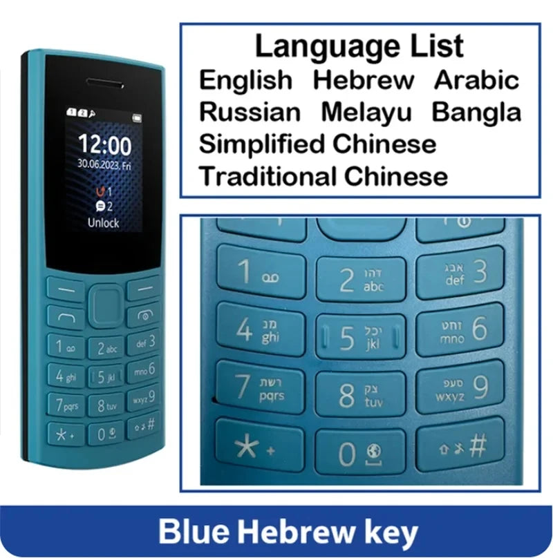 Finland Made 105 2023 Bluetooth 5.0 Feature Phone 4G net Dual SIM 1.8"  Battery FM Radio Call Recording Hebrew Key use phone