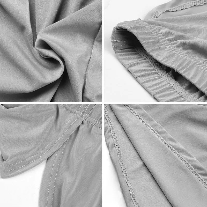 Men's Aro Pants Elasticity Ice Silk Cool Feel Quick Dry Oose Comfy Sports Boxer Shorts Side Fork Mid-waist Casual Home Sleepwear