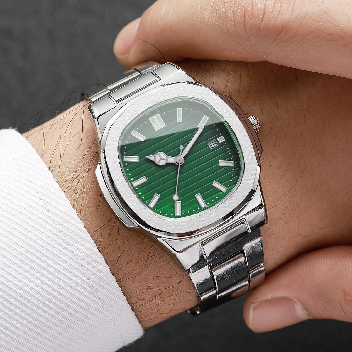1PC Surprise Watch Mystery Box-Fashion Square Men Business Watches Stainless Steel Calendar Quartz Watch （Without Box）