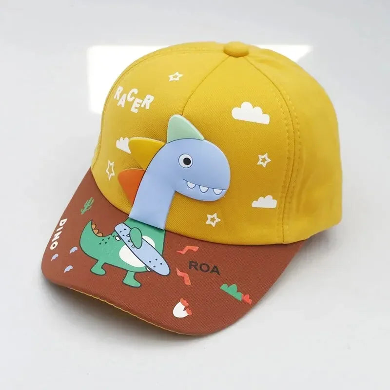 Four Seasons Little Dinosaurs, Children's Hats, Children's Baseball Caps, Cute Cartoon Color-Blocked Caps, Outing Sun Hats