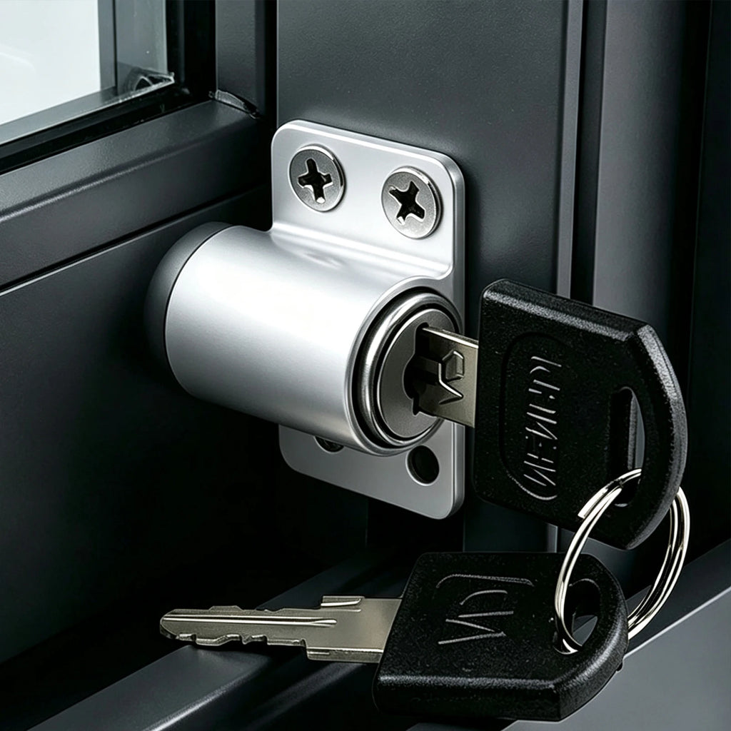 Aluminum Alloy Child Safety Protection Lock with Keys & Screws Push-In Key Latch for Child Home Safety Bedroom Office Balcony