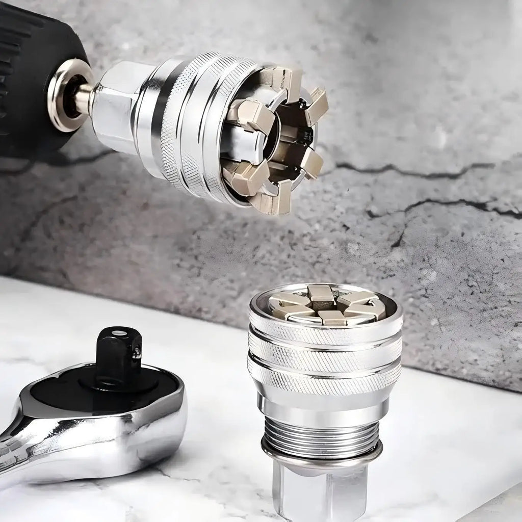 Multi-Function Universal Socket Wrench Adjustable Hand Tool for 3/8 Inch Drive Ratchet Torque Wrench Power Drill Adapter Universal Maintenance Repair Hardware Tool Practical DIY Gadget Men Fathers Day Gift